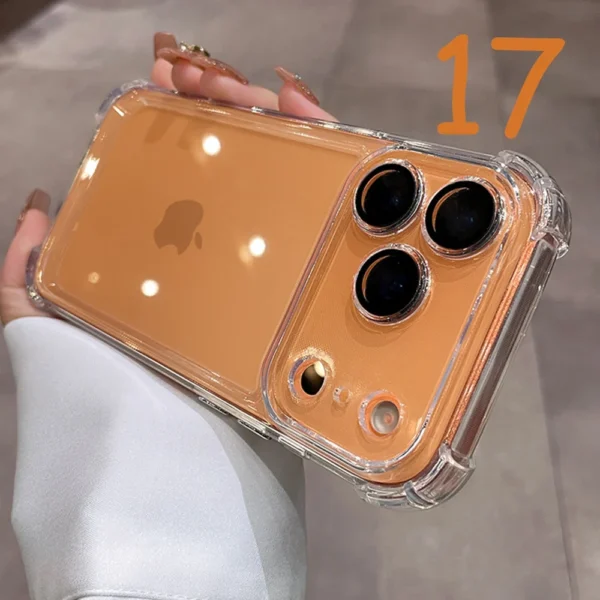 Luxury Electroplate Shockproof Transparent Phone Case For iPhone 17 Air 16 15 14 13 12 11 Pro Max Plus Clear Bumper Cases Cover
