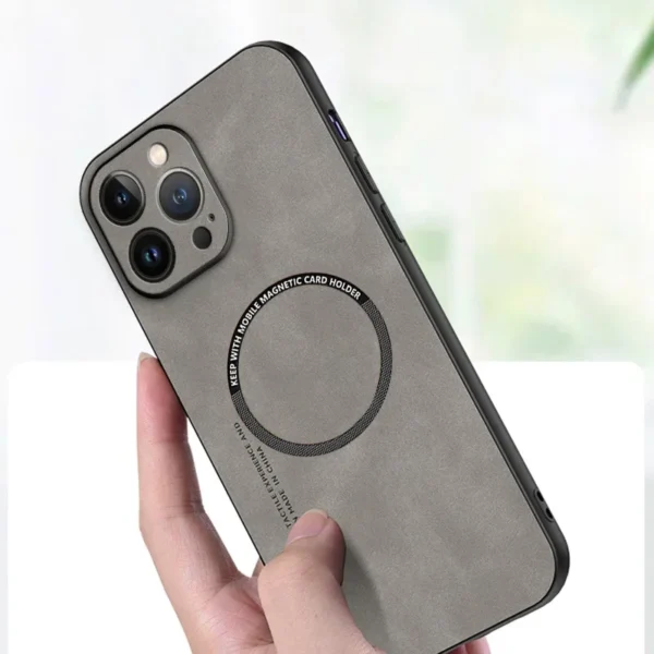 ⁦For Magsafe iPhone 15 14 13 12 11 Pro Max X XR XS max 14 15 Plus Sheepskin Vintage Magnetic Leather Soft Phone Case Cover⁩ - الصورة ⁦2⁩