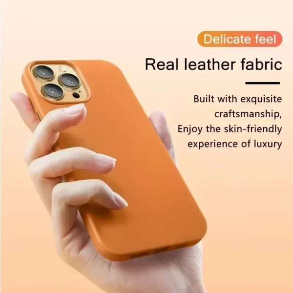 ⁦Luxury MagSafe Case for Apple iPhone 17 Pro Max 16 13 12 14 15 Plus Leather Official Style MacSafe Magnetic i Phone Cover Etui⁩ - الصورة ⁦4⁩