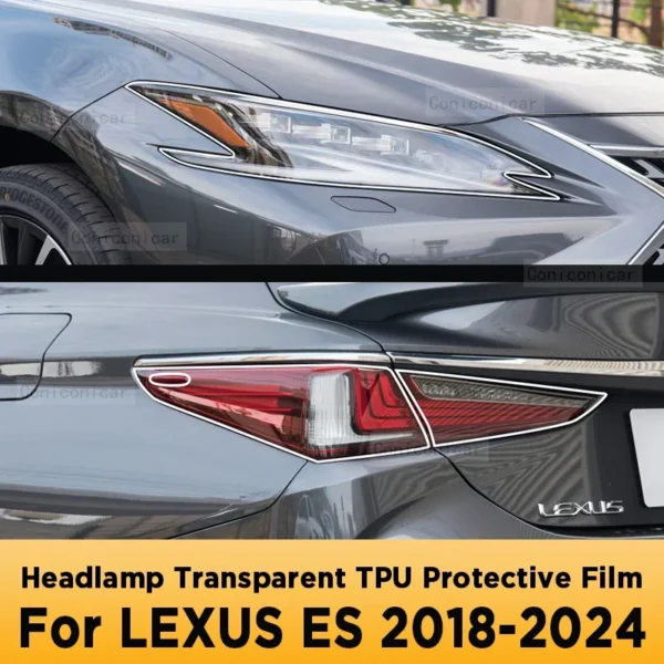 For LEXUS ES 2018-2024 2023 Car Exterior Headlight Anti-scratch Front Lamp Transparent TPU Protective Film Accessories Sticker