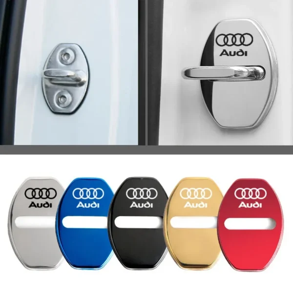 4PCS Car Styling Door Lock Cover Case Stickers Auto Decoration Accessories for Audi S A3 A4 Q7 Q3 Tt A7 8L B8 8P 8V B6 A5 A6 C7