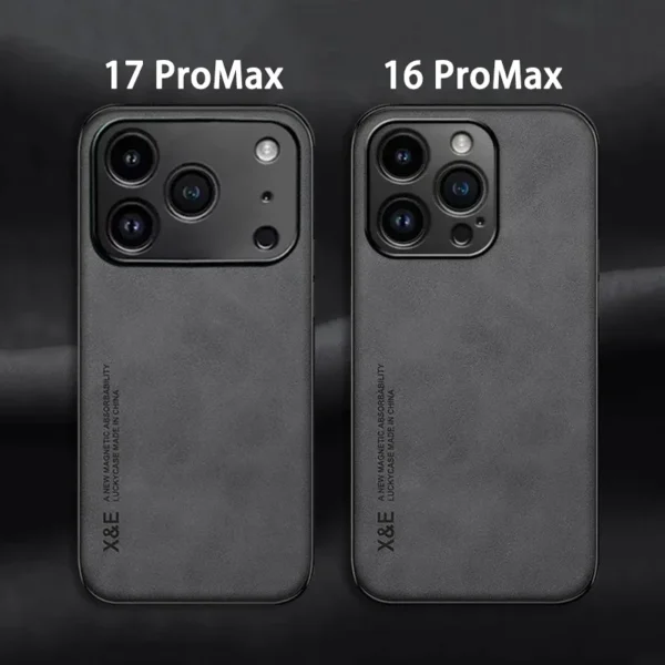 ⁦Luxury Leather Phone Case For iPhone 17 Air 16 Promax 15 14 plus 11 13 12 Pro Max 17pro 16e fanda silky feel NonSlip Plain Cover⁩ - الصورة ⁦2⁩