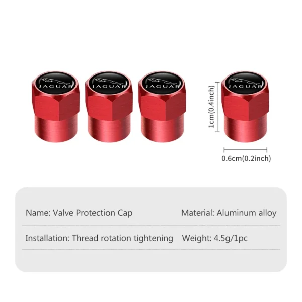 ⁦Aluminum Alloy Car Wheel Tire Valve Caps Dust Accessories For Jaguar S-Type F-Type X-Type F-Pace I-Pace E-Pace XJR XE⁩ - الصورة ⁦6⁩