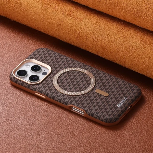 ⁦Luxury Business Leather Magsafe Phone Case For iPhone 17 16 15 14 13 Pro Max Magnetic Wireless Charging Matte Shockproof Cover⁩ - الصورة ⁦6⁩