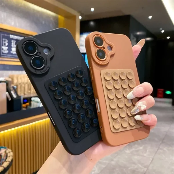 ⁦3D Suction Cup Case For iPhone 17 16 15 14 13 11 12 Pro Max 16 16e Case For iPhone 14 13 Pro Max 17 Air Soft Silicone TPU Cover⁩ - الصورة ⁦6⁩