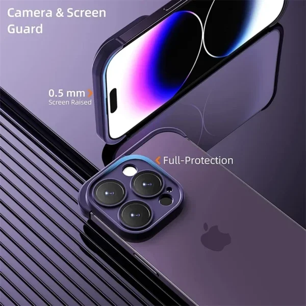 ⁦Frameless Silicone Bumper with Lens Protector Case for IPhone 17 Air 14 13 12 15 16 Pro Max Plus 15Pro 16Pro IPones Corner Cover⁩ - الصورة ⁦5⁩