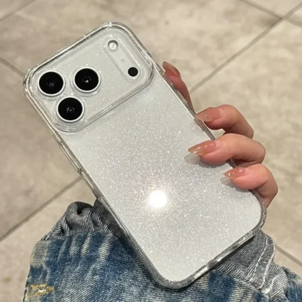 ⁦Luxury Bling Glitter Silicone Clear Case For iPhone 17 Air 16 15 14 Plus 13 11 12 Mini Pro Max Transparent Soft TPU Cover Funda⁩ - الصورة ⁦4⁩