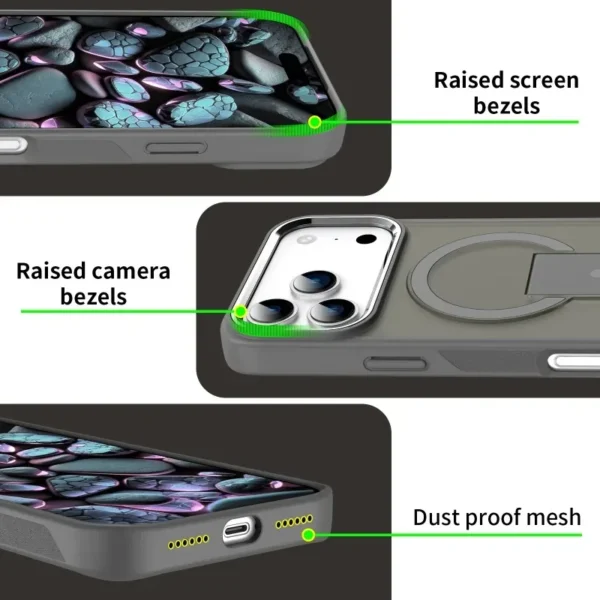 ⁦New Folding Stand Matte Clear Magnetic Case for iPhone 17 17 Air 17Pro 17 Pro Max For Magsafe Wireless Charge Shockproof Cover⁩ - الصورة ⁦6⁩