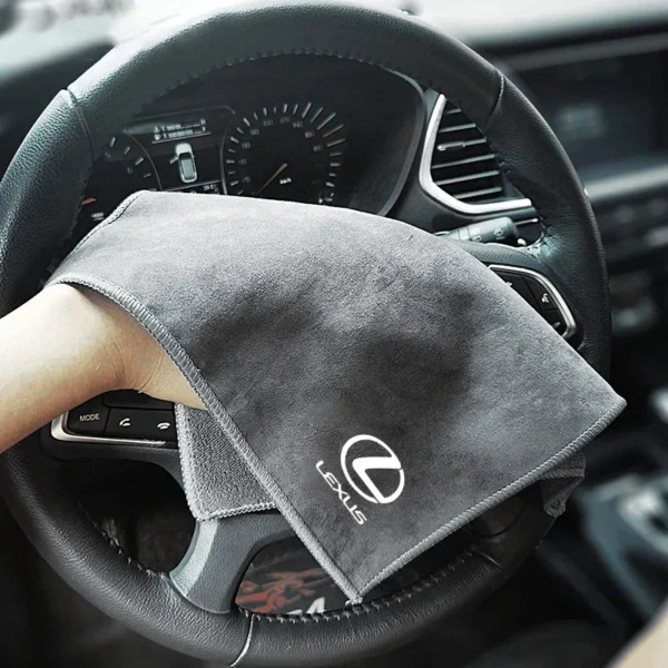 ⁦Suede Fleece Microfiber Wash Towel Car Cleaning Rag Cloth Accessories For Lexus IS250 LS460 RC200 LM300 RX450 LX NX350h LC RC300⁩ - الصورة ⁦5⁩