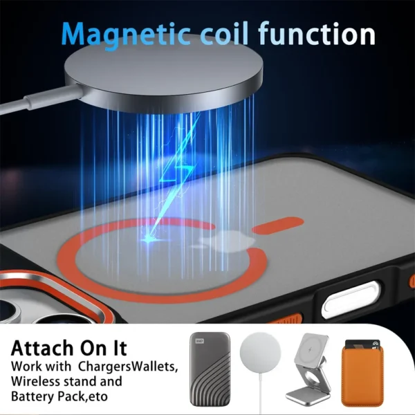 ⁦Luxury Magnetic Colorful Border Case for iPhone 17 Air 16 Pro Max 15 14 Plus 13 12 11 Magsafe Wireless Charging Shockproof Cover⁩ - الصورة ⁦6⁩