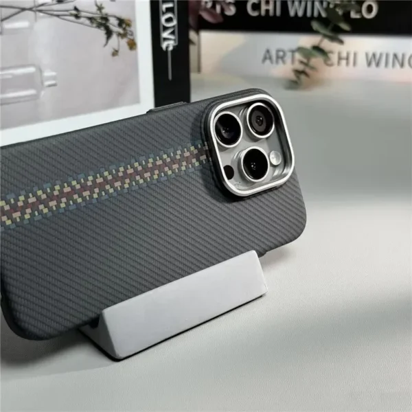 Geometric Carbon Fiber texture 3D Relief Magsafe case for iphone 13 15 14 12 pro 16 17 Pro Max Wireless Charging hard Case cover - Image 2