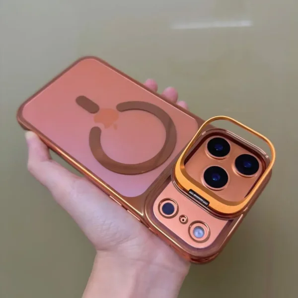 New Metal Stand Lens Protection Clear Magsafe Phone Case For iPhone 17 17 Air 17Pro 17 Pro Max Magnetic Wireless Charge Cover