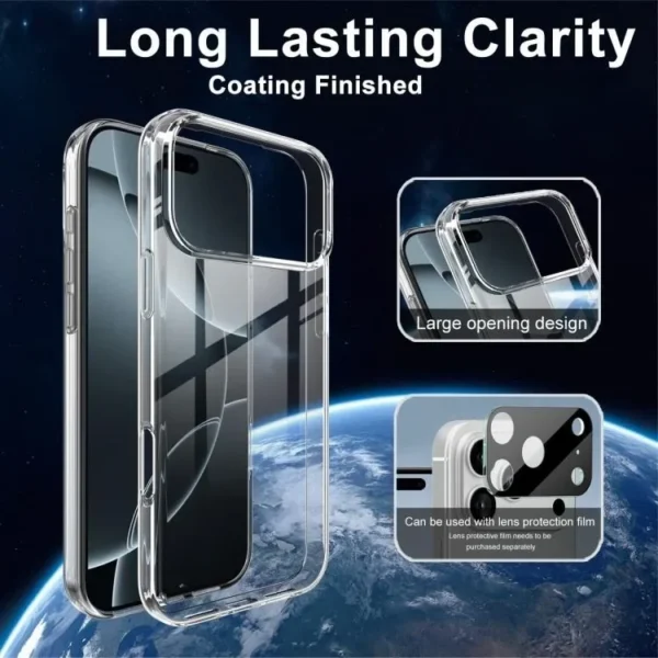 ⁦Ultra Thin Clear Phone Case For iPhone 17 Pro Max 17Air 17Pro Transparent Back Cover Shockproof Hard PC Bumper for iPhone 17⁩ - الصورة ⁦3⁩