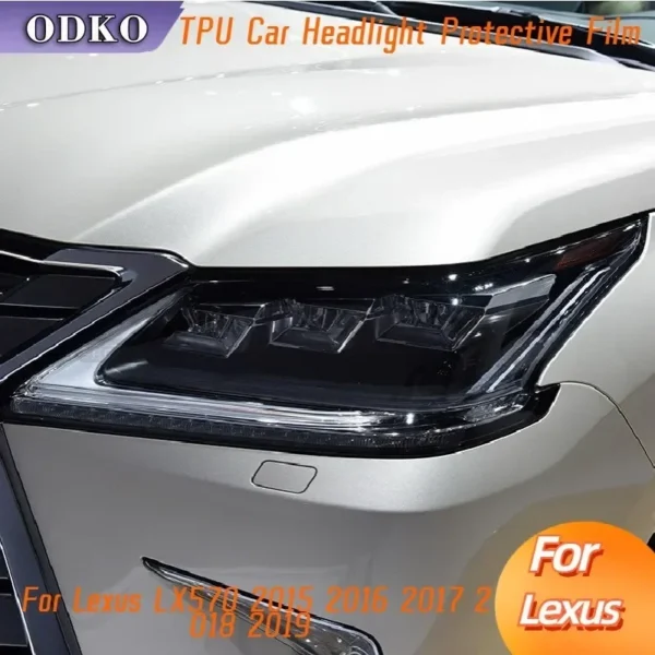 For Lexus LX570 2015 2016 2017 2018 2019 Car Headlight Protection Tint Film Smoke Black TPU Transparent Sticker Accessories