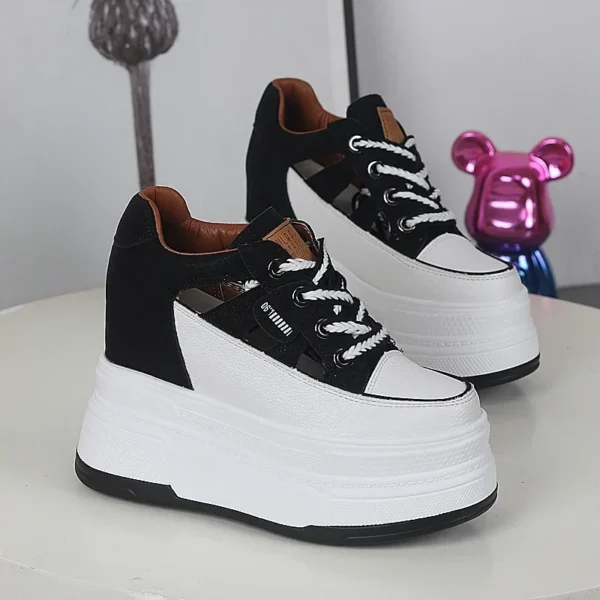 ⁦Spring and Summer Platform Casual Shoes Ultra High Heels Increase 12CM Small Hollowed Breathable Sandals⁩ - الصورة ⁦6⁩