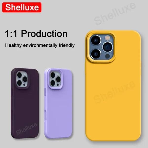 ⁦Luxury Liquid Silicone Case Shelluxe For iPhone 17 16 15 14 Pro Max For APPLE iPhone17 Air iPhone16e iPhone15 Plus Phone Cases⁩ - الصورة ⁦4⁩