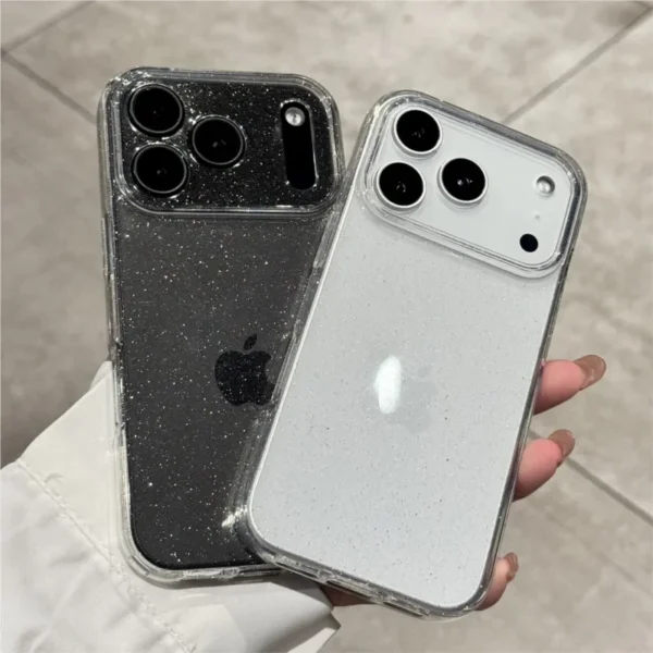⁦Luxury Bling Glitter Silicone Clear Case For iPhone 17 Air 16 15 14 Plus 13 11 12 Mini Pro Max Transparent Soft TPU Cover Funda⁩ - الصورة ⁦6⁩