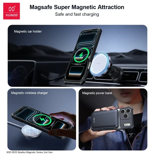 ⁦Xundd for iPhone 17 Pro Max Case,For iPhone 17 Air 17 Pro 17 Magnetic Phone Case,Airbag Shockproof Acrylic&PC Back Clear Cover⁩ - الصورة ⁦5⁩