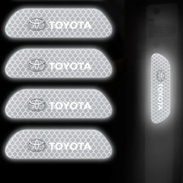 4PCS Car Door Sticker Safety Warning Reflective Mark For Toyota Yaris Corolla Prius Auris CHR Land Cruiser PRADO RAV4 Camry