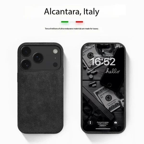 ⁦Real Alcantara Case For iPhone 17 Pro Max Air Magnetic Magsafe Cover Premium Artificial Leather Cases For iPhone 17 Air Pro Max⁩ - الصورة ⁦4⁩