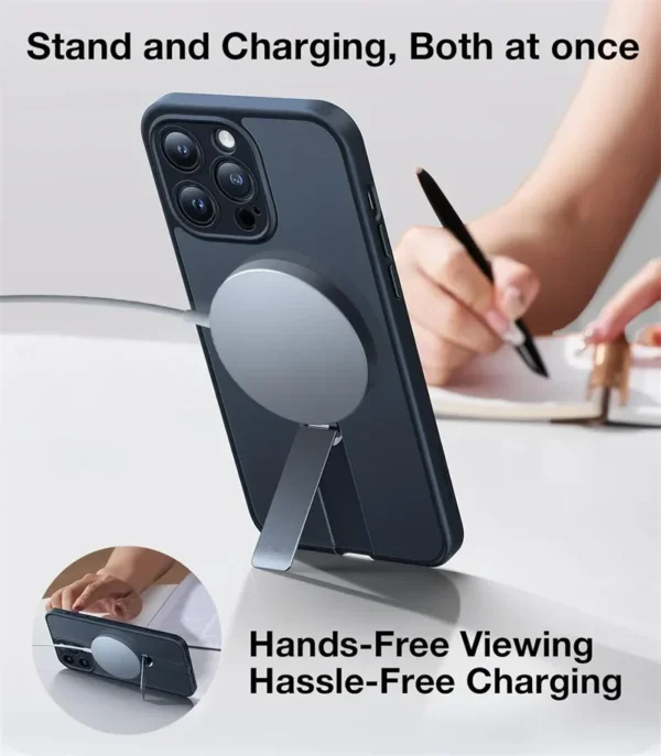 ⁦360 Hidden Metal Stand Magnetic Case for Magsafe IPhone 16 15 14 13 12 Pro Max Plus 16Pro 16Plus IPhone16 Mag Safe Phone Cover⁩ - الصورة ⁦4⁩