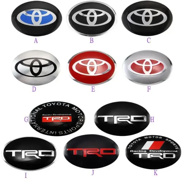 ⁦4pcs Car Wheel Stickers 56mm Auto Center Hub Cap Decal For Toyota Gazoo Racing TRD Corolla Yaris Chr Auris Rav4 Prius Prado⁩ - الصورة ⁦3⁩