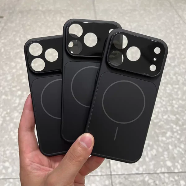 ⁦Large Window Protect For Magsafe Phone Case For iPhone 17 Air 16 15 14 13 Pro Max AG Nano Frosted Glass Magnetic Charge Cover⁩ - الصورة ⁦2⁩