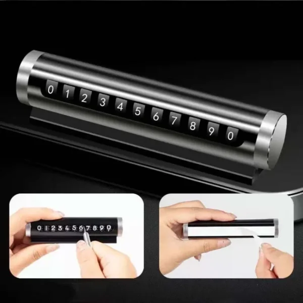 ⁦Car Temporary Parking Number Plate Black/Silver/Blue Aluminium Alloy Material Roller Adjustable Car Parking Plate Car Supplies⁩ - الصورة ⁦2⁩