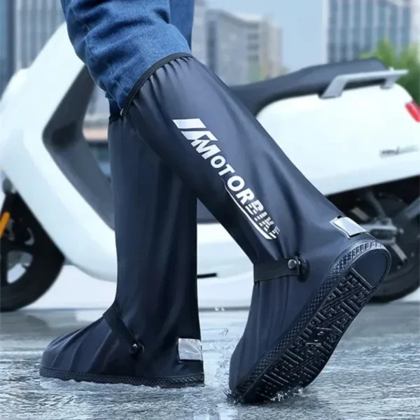Reusable Motorcycle High Tube Rain Boots Waterproof Non-Slip Footwear Covers Unisex Bicycle Men Shoes Protectors For Rainy Day - Image 2