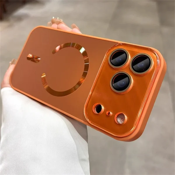 Laser Large Window Camera Matte Glass Protect Case For Magsafe For iPhone 13 14 15 16 17 Pro Max Magnetic Wireless Charge Cover