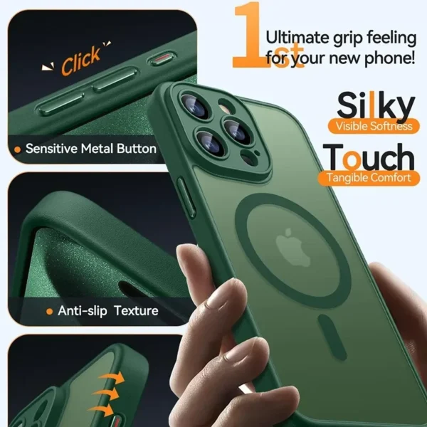 Luxury Frosted Phone Case For iPhone 16 15 14 13 12 11 Pro Max Plus 17 Air For Magsafe Matte Transparent Magnetic Cover - Image 4