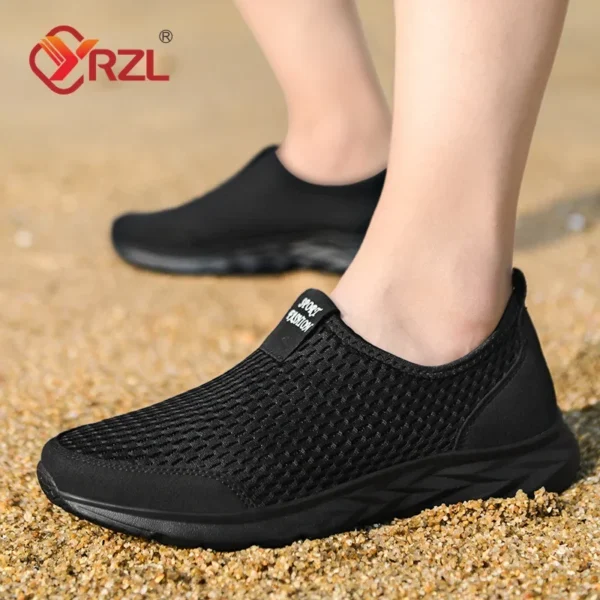 ⁦YRZL Men's Sneakers Breathable Mesh Men Casual Shoes Outdoor Non-Slip Big Size Loafers Walking Lightweight Male Tennis shoes⁩ - الصورة ⁦6⁩