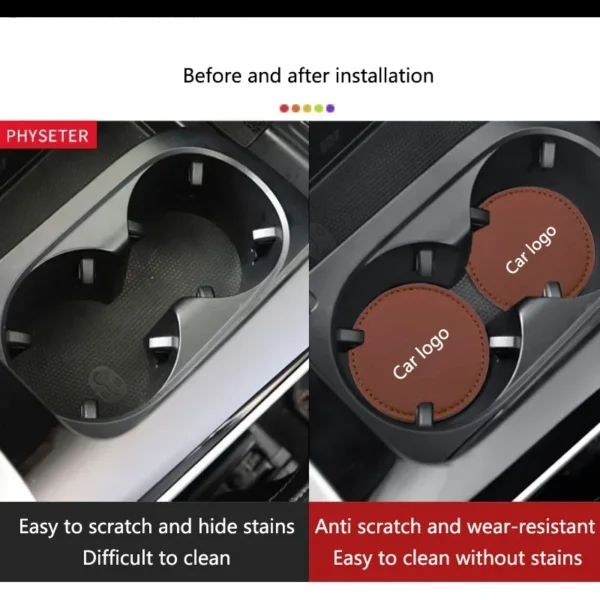 ⁦2pcs Leather Car Coasters Water Cup Mat Non-slip Pad For Lexus F SPORT ES RX NX LS UX LM LX GX LC RZ IS CT GS RC HS SC Accessory⁩ - الصورة ⁦4⁩