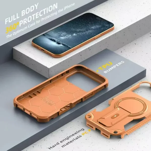 ⁦For iphone 17 Pro Military Protective Hard Armor Strong Magsafe Magnetic Case for Iphone17 Pro Max 17Pro 17proMax Holder Cover⁩ - الصورة ⁦4⁩