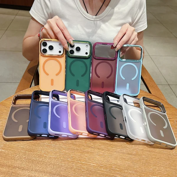 ⁦Luxury Matte Translucent Frosted For Magsafe Phone Case for iPhone 17 17 Air 17Pro 17 Pro Max Magnetic Wireless Charge Cover⁩ - الصورة ⁦6⁩