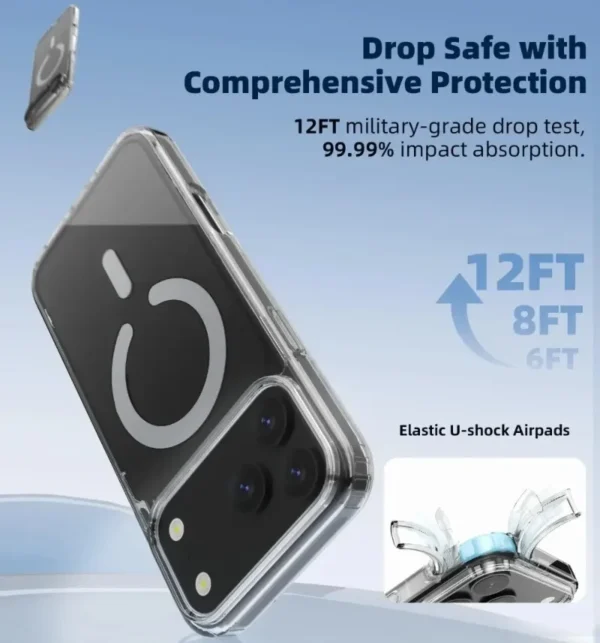 ⁦Transparent luxury Strong Magnetic Phone Case for iPhone 17 Air 16 15 14 13 12 11 17 Pro 17 Pro Max Must-Haves Macsafe Case⁩ - الصورة ⁦3⁩