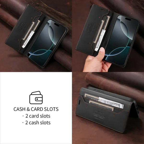 Leather Magnetic FLip Case for iPhone 16 17 Air 15 14 Pro Max 16E 13 12 11 Pro XR XS Max 7 8 Plus SE 2022 Wallet Slot Phone Case - Image 4