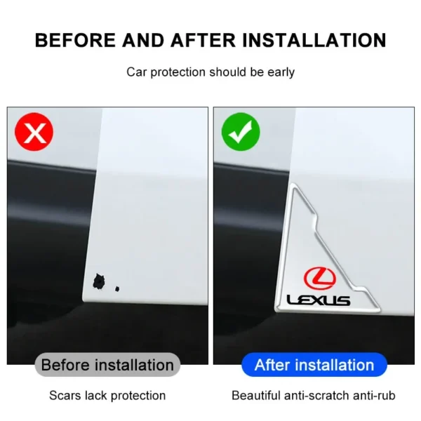 ⁦2pc Car Transparent Protective Cover Door Corner Cover Anti-collision Sticker For Lexus CT200H RX200T GX470 RX440H Auto Interior⁩ - الصورة ⁦5⁩