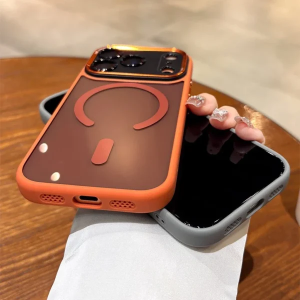 ⁦Business Transparent Magsafe Case for iPhone 17 16 15 14 13 12 11 17 Pro Max Plating Camera Protection Cover for iPhone 17 Air⁩ - الصورة ⁦5⁩