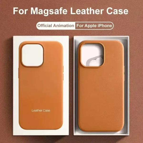 Luxury MagSafe Case for Apple iPhone 17 Pro Max 16 13 12 14 15 Plus Leather Official Style MacSafe Magnetic i Phone Cover Etui