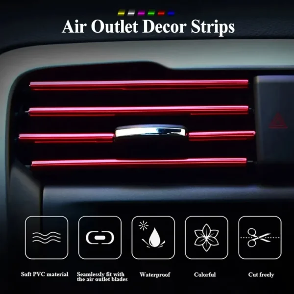 ⁦10Pcs 20cm Car Air Conditioner Outlet Decorative U Shape Moulding Trim Decor Strips Car Styling Car Door Edge Corner Protector⁩ - الصورة ⁦3⁩