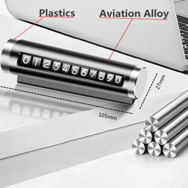 ⁦Car Temporary Parking Number Plate Black/Silver/Blue Aluminium Alloy Material Roller Adjustable Car Parking Plate Car Supplies⁩ - الصورة ⁦3⁩