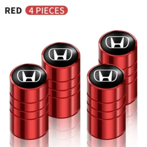 4pcs Metal Car Badges Wheel Tire Valve Caps Auto Accessories For Honda Civic Accord Fit CRV Jazz Odyssey Insight Legend HRV<span> - </span>For Honda-red-4pcs