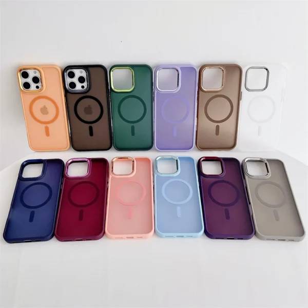⁦Luxury Matte Translucent Frosted For Magsafe Phone Case for iPhone 17 17 Air 17Pro 17 Pro Max Magnetic Wireless Charge Cover⁩ - الصورة ⁦5⁩