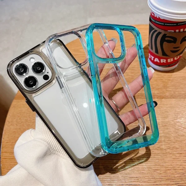 ⁦Luxury Transparent Shockproof Armor Case for iPhone 17 Air 16 15 14 Plus 13 12 Mini 11 Pro Max Clear Bumper Hard Acrylic Cover⁩ - الصورة ⁦5⁩
