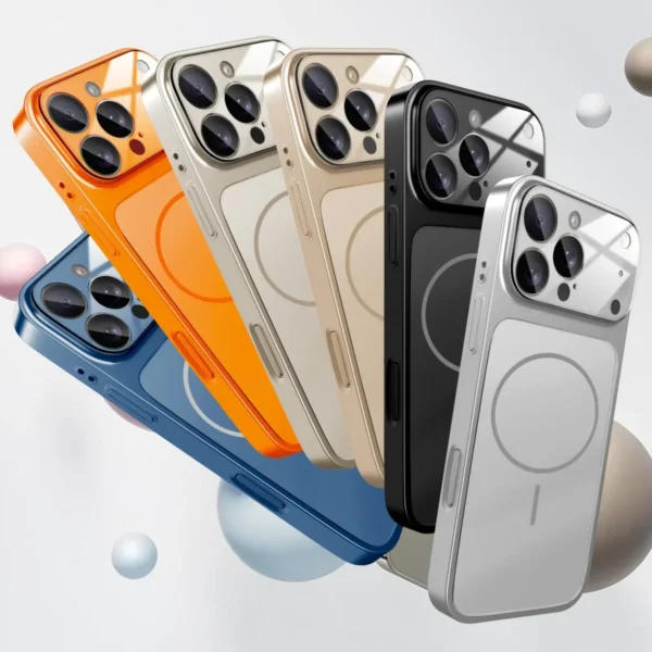 ⁦Large Window Protect For Magsafe Phone Case For iPhone 17 Air 16 15 14 13 Pro Max AG Nano Frosted Glass Magnetic Charge Cover⁩ - الصورة ⁦4⁩