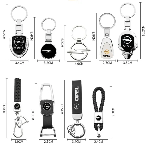 ⁦3D Metal/Leather Car Styling Keychain For Opel Corsa 2004 Astra D Combo Insignia Adam Mokka Key Chain Key Rings Auto Accessories⁩ - الصورة ⁦2⁩