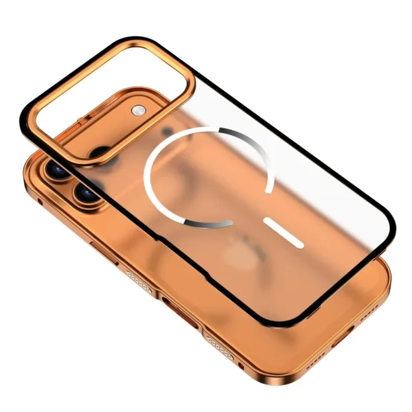 ⁦For iPhone 17 Pro Max 17Air Metal Frame Removable Phone Case For Magsafe Wireless Charging Aluminum Alloy Lens Matte Back Cover⁩ - الصورة ⁦6⁩