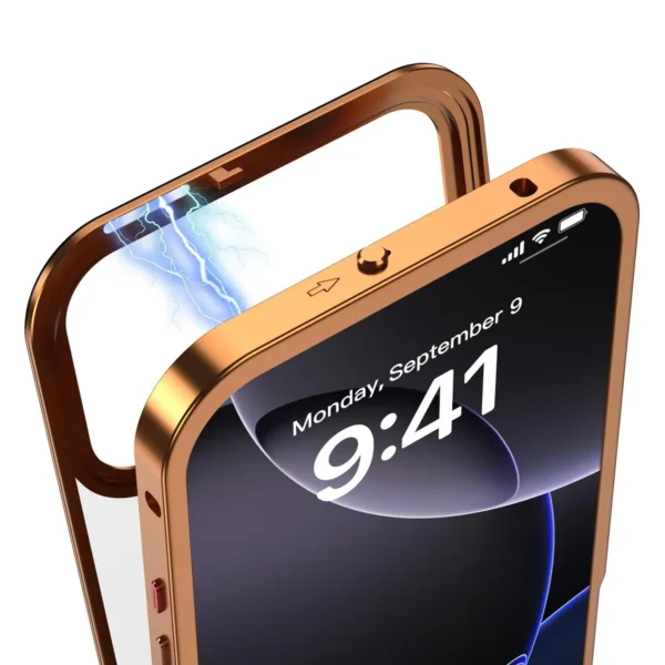 ⁦For iPhone 17 Pro Max 17Air Metal Frame Removable Phone Case For Magsafe Wireless Charging Aluminum Alloy Lens Matte Back Cover⁩ - الصورة ⁦4⁩