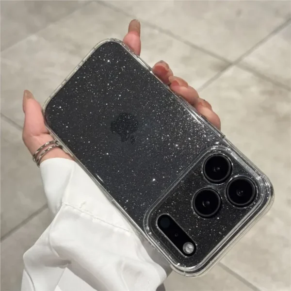⁦Luxury Bling Glitter Silicone Clear Case For iPhone 17 Air 16 15 14 Plus 13 11 12 Mini Pro Max Transparent Soft TPU Cover Funda⁩ - الصورة ⁦2⁩